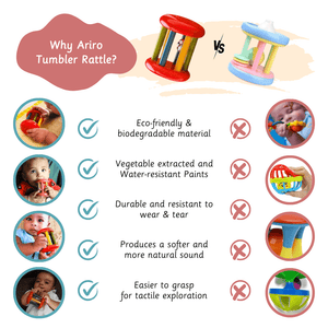 Ariro Toys Wooden rattle - Small tumbler Red - ARR018