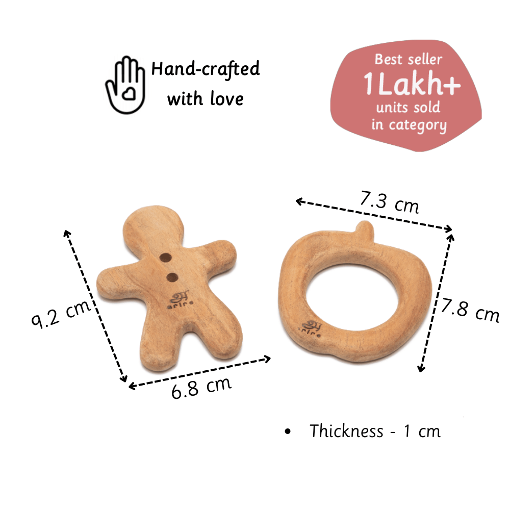 Ariro Toys Wooden Teethers - Apple and Gingerbread Man - ARTS009