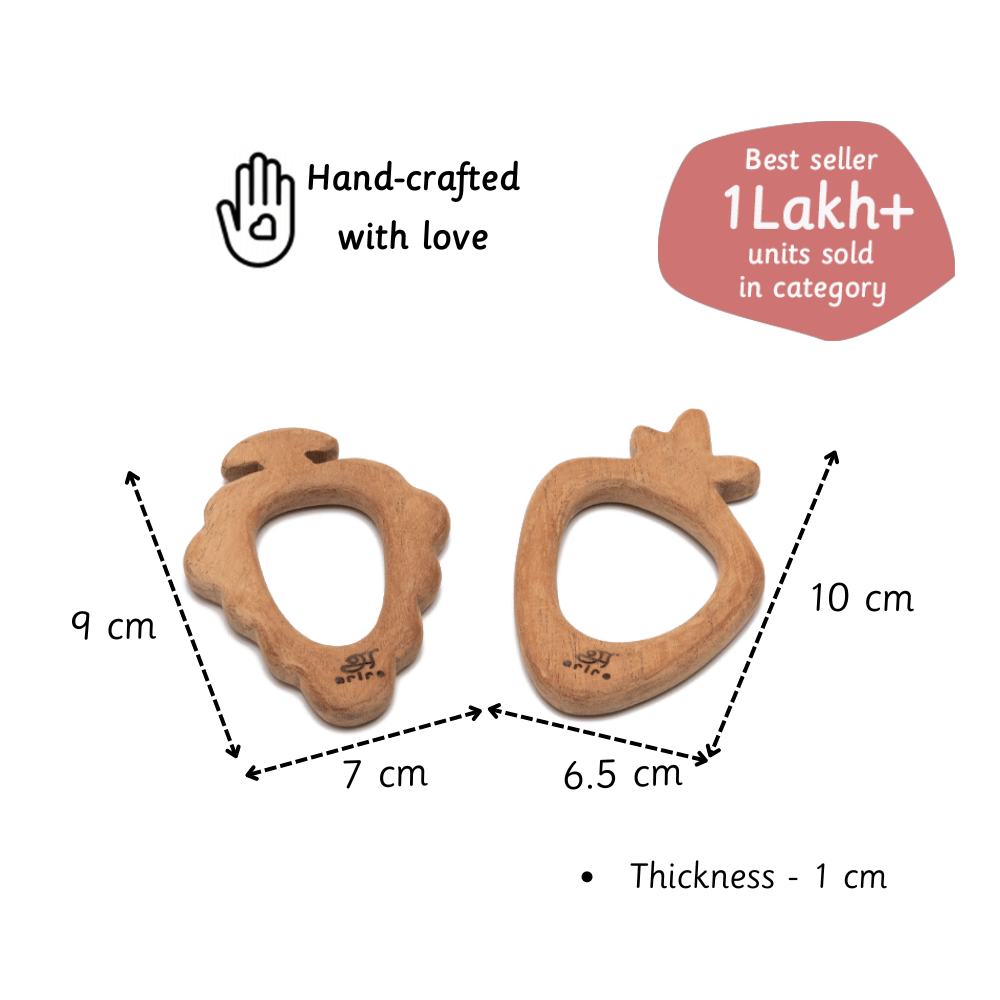 Ariro Toys Wooden Teethers - Grape & Carrot - ARTS005