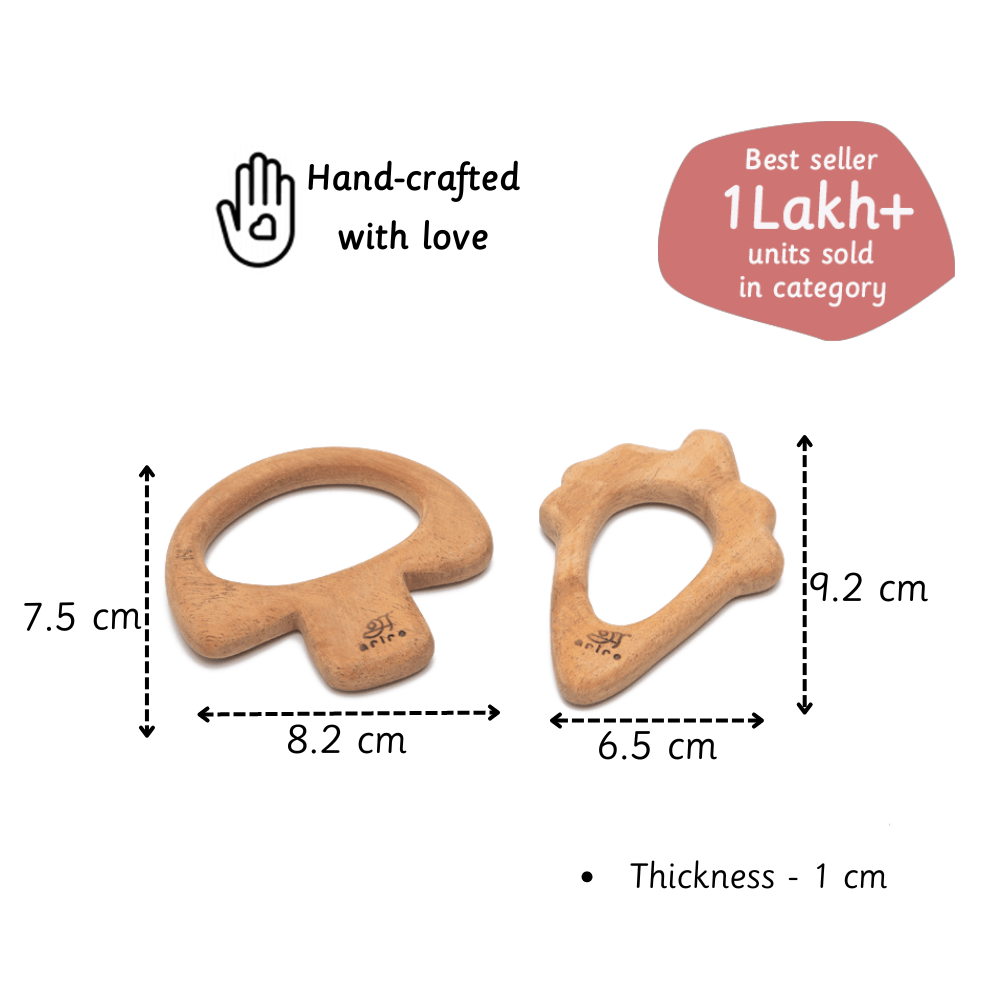 Ariro Toys Wooden Teethers - Mushroom & Ice - Cream Cone - ARTS006
