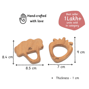 Ariro Toys Wooden Teethers - Strawberry & Broccoli - ARTS004
