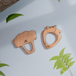 Ariro Toys Wooden Teethers - Strawberry & Broccoli - ARTS004