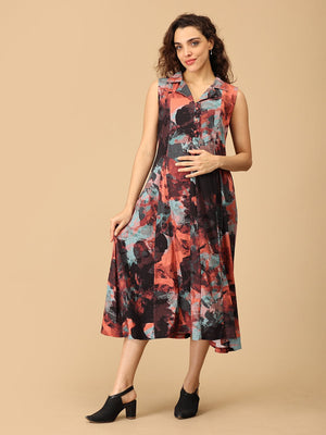 Art Attack Maternity and Nursing Dress - DRS - SD - ARAT - S