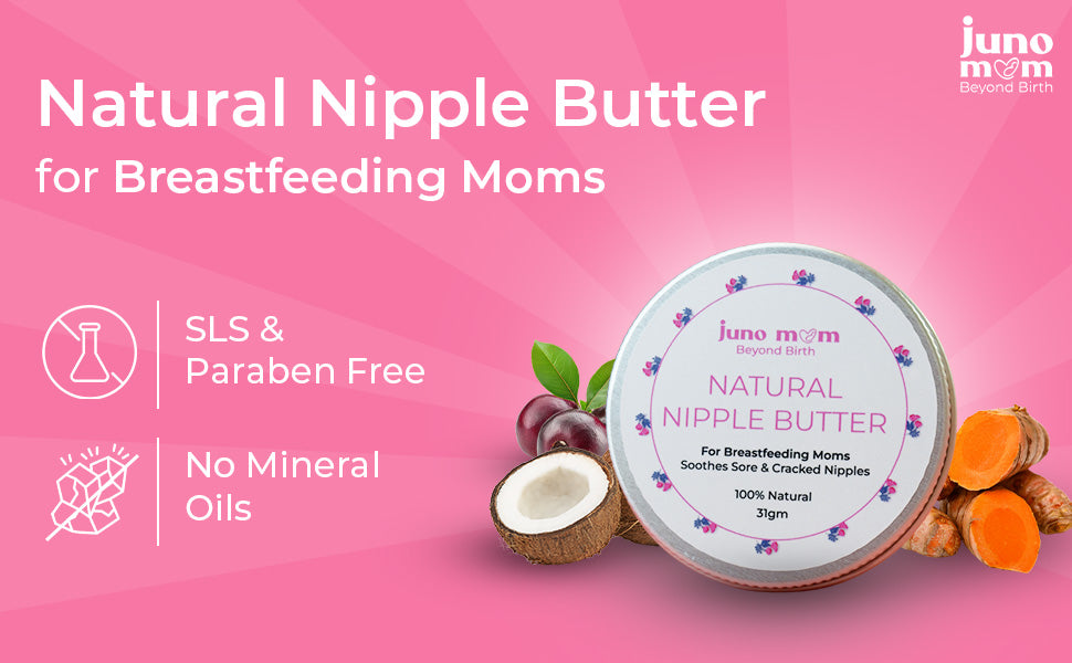 Juno Mom Natural Nipple Butter for New Moms | Fast-Absorbing Moisturizer