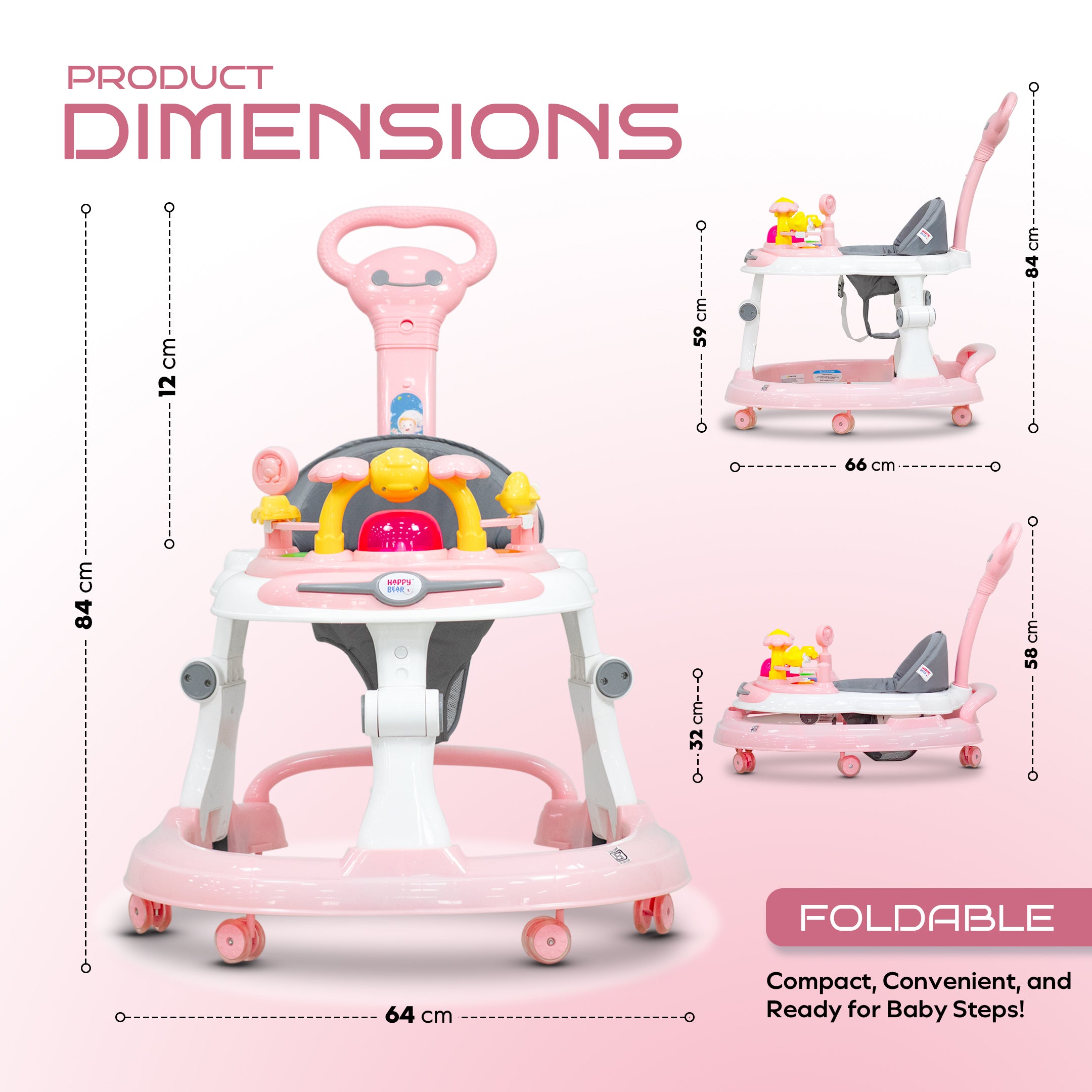 Happy Bear Astro Baby Walker with Handle