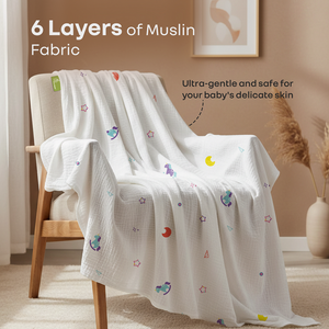 R for Rabbit Softkins Muslin Baby Blanket With 6 Layers - Newborn Swaddle & All Season Blanket - The Mom Store