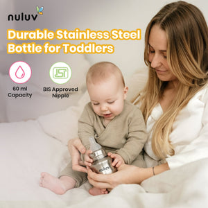Nuluv Narrow Neck Steel Feeding Bottle with nipple - The Mom Store