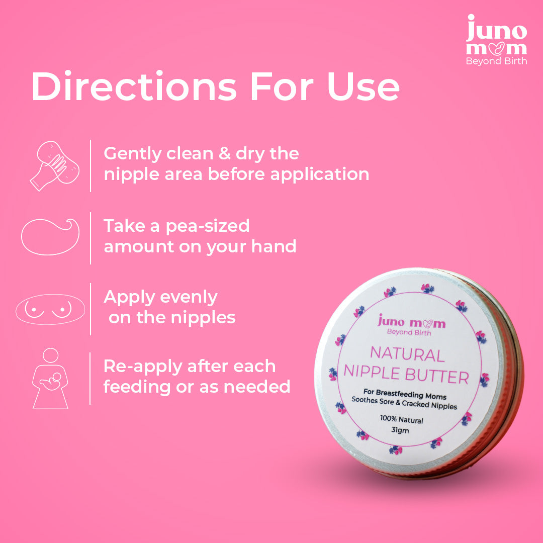 Juno Mom Natural Nipple Butter for New Moms | Fast-Absorbing Moisturizer