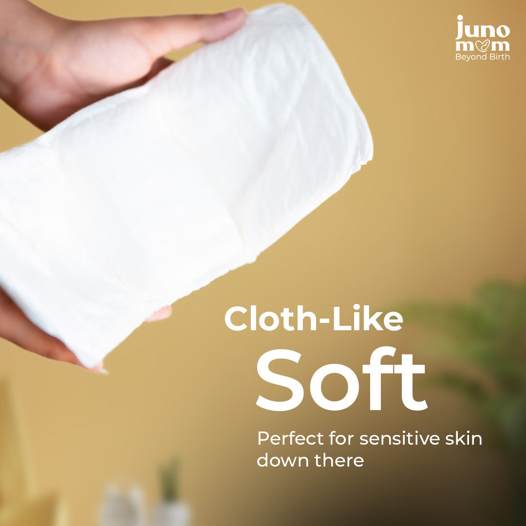 Juno Mom Extra Care Essentials | Ultra-Absorbent Maternity Pads (7 x 2) & 1 Pair of Grip Socks