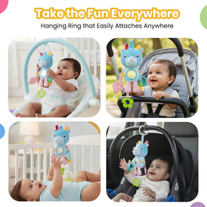 Nuluv Activity Rhino Plush Sensory Baby Toy for Teething & Tummy Time - The Mom Store