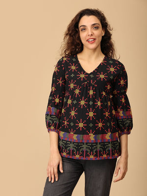 Artistry in Black Maternity and Nursing Top - MAT - SD - ARTIB - S