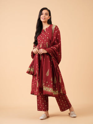 Arunima Maternity and Nursing Kurta Set With Dupatta - S Maternity Ethnic Set