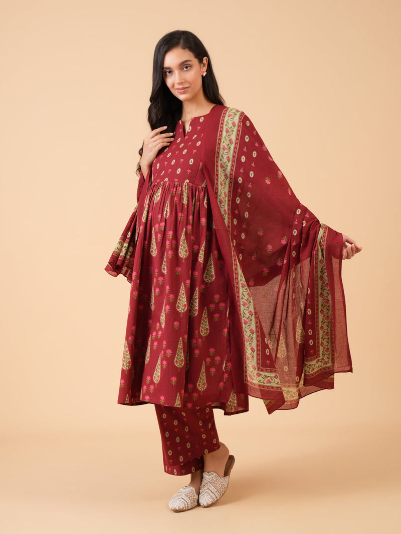 Arunima Maternity and Nursing Kurta Set With Dupatta