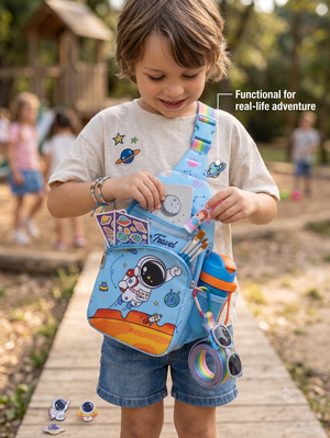 Asobi kids Crossbody Sling Bag | Space Travel Astronaut Edition (Sky Blue) - Bags