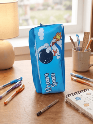 Asobi Kids | Dream Space Astronaut Large Capacity Pencil Case | Multi-Compartment Canvas Pouch for Boys & Girls - Stationery