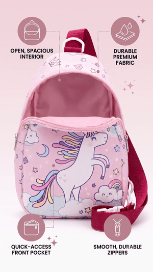 Asobi kids Kids Crossbody Sling Bag | Magical Unicorn Edition (Pink) - Bags