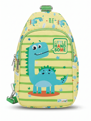 Asobi kids Kids Dinosaur Crossbody Sling Bag | Lightweight Travel Chest Pack with Adjustable Green Strap (Yellow) - Bags