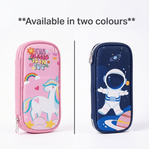 Asobi kids | Kids Magic Unicorn Fabric Pencil Pouch | Multi-Slot School Stationery Organiser (Pastel Pink) - Stationery