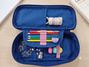 Asobi kids Kids Space Astronaut Fabric Pencil Pouch Multi-Slot School Stationery Organiser (Dark Blue) - Stationery