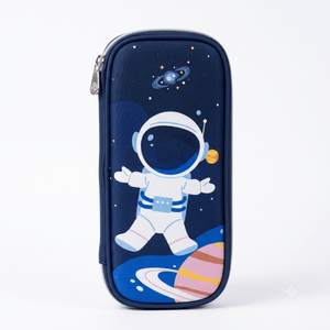 Asobi kids Kids Space Astronaut Fabric Pencil Pouch Multi-Slot School Stationery Organiser (Dark Blue) - Stationery