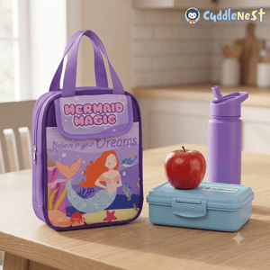 Asobi kids Purple Mermaid Magic Insulated Kids Lunch Bag with Front Flap Pocket - Lunch Bag