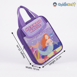 Asobi kids Purple Mermaid Magic Insulated Kids Lunch Bag with Front Flap Pocket - Lunch Bag