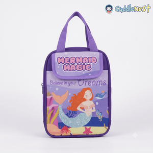 Asobi kids Purple Mermaid Magic Insulated Kids Lunch Bag with Front Flap Pocket - Lunch Bag