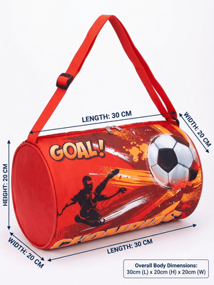 Asobi kids Soccer Goal! Red Kids Sports Barrel Duffle Bag - Duffle Bag