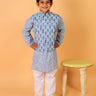 Aster Blue Block Print Jacket and Kurta Pajama Set - KP-BYBLP-0-6