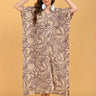 Aura in Bloom Maternity and Nursing Kaftan Nighty full-length front walking pose highlighting side slits and comfortable drape.