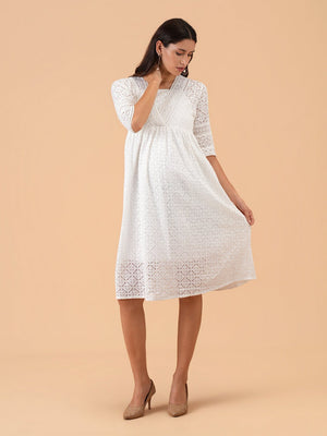 Aurelia Lace Maternity Midi Gown - S Maternity Gown