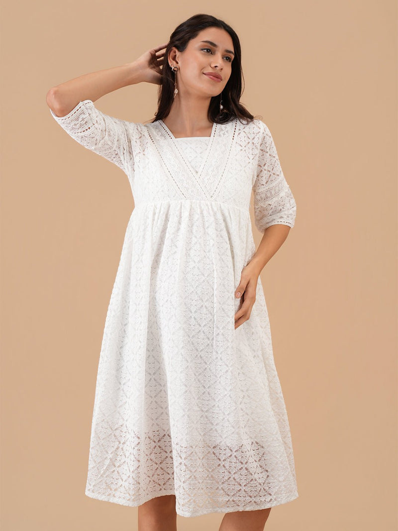 Aurelia Lace Maternity Midi Gown