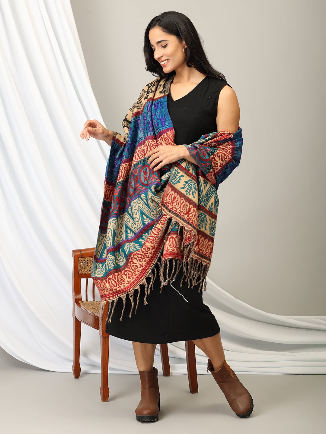 Aurora Wrap Acrylic Woolen Shawl - WNTSTL - AUROR