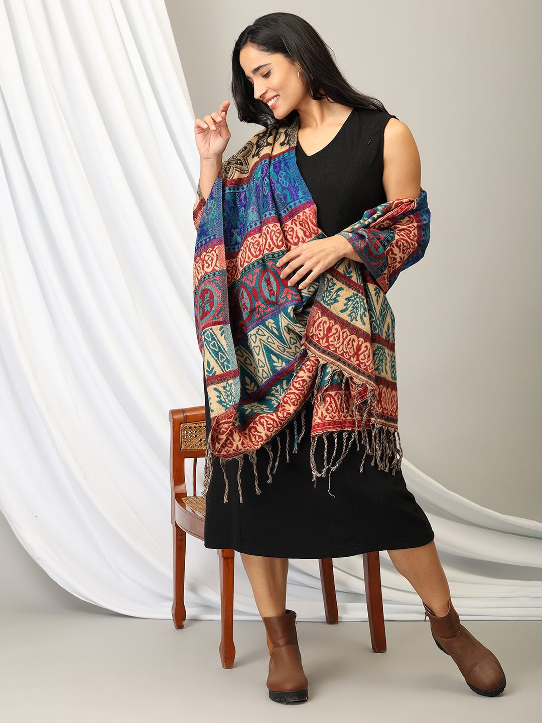 Aurora Wrap Acrylic Woolen Shawl - WNTSTL - AUROR