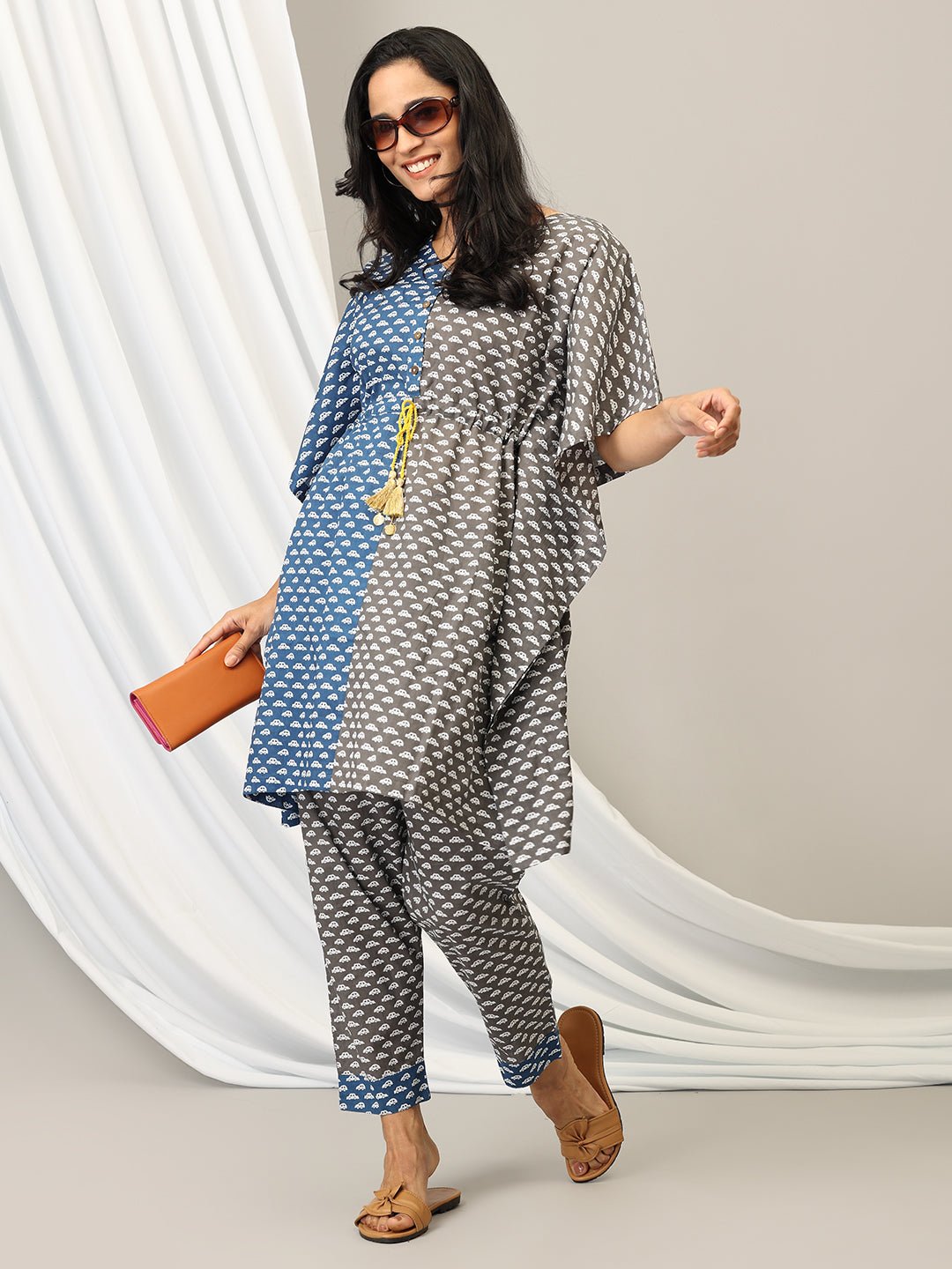 Auto - Ly Delighted Women's Kaftan Co - Ord Set - WES - AQPRT - S