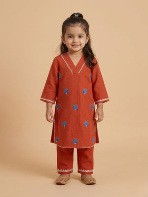 Avani Vatika Girls Embroidered Kurta Set - 1 - 2 Years Girls Ethnic Set