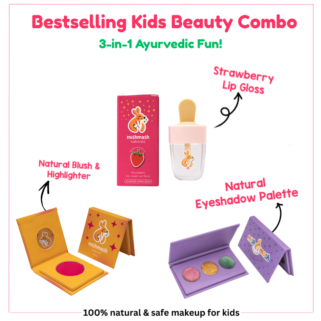 Ayurvedic Kids Face Care Combo – Blush, Lip Gloss & Eye Shadow - MMN - LG - BL - ES