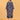 Back view of blue floral maternity midi dress with gathered yoke and loose silhouette.