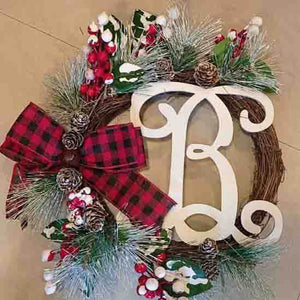 'B' Alphabet Style Artificial Christmas Wreath for Wall, Door and Tree Decor - Little Surprise Box'B' Alphabet Style Artificial Christmas Wreath for Wall, Door and Tree Decor