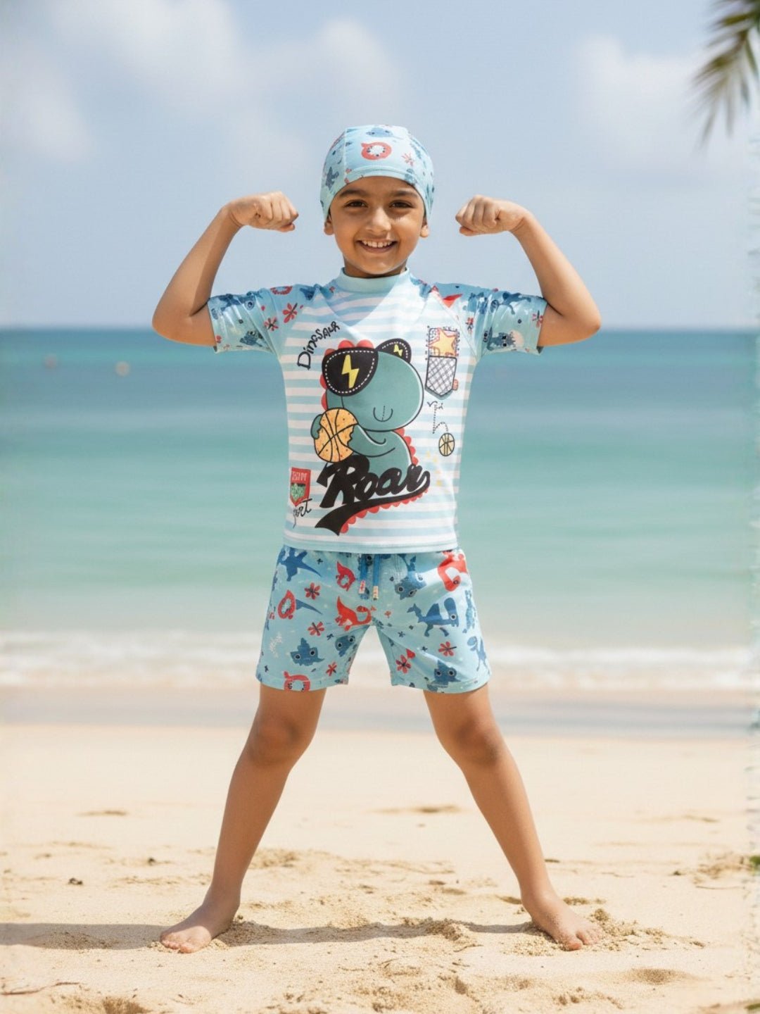 B - Ball Dino Boys T-shirt And Short Swim Set - 3 - 4 Years Kids Swimwear