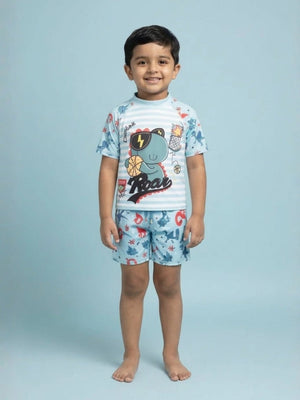 B - Ball Dino Boys T-shirt And Short Swim Set - 3 - 4 Years Kids Swimwear
