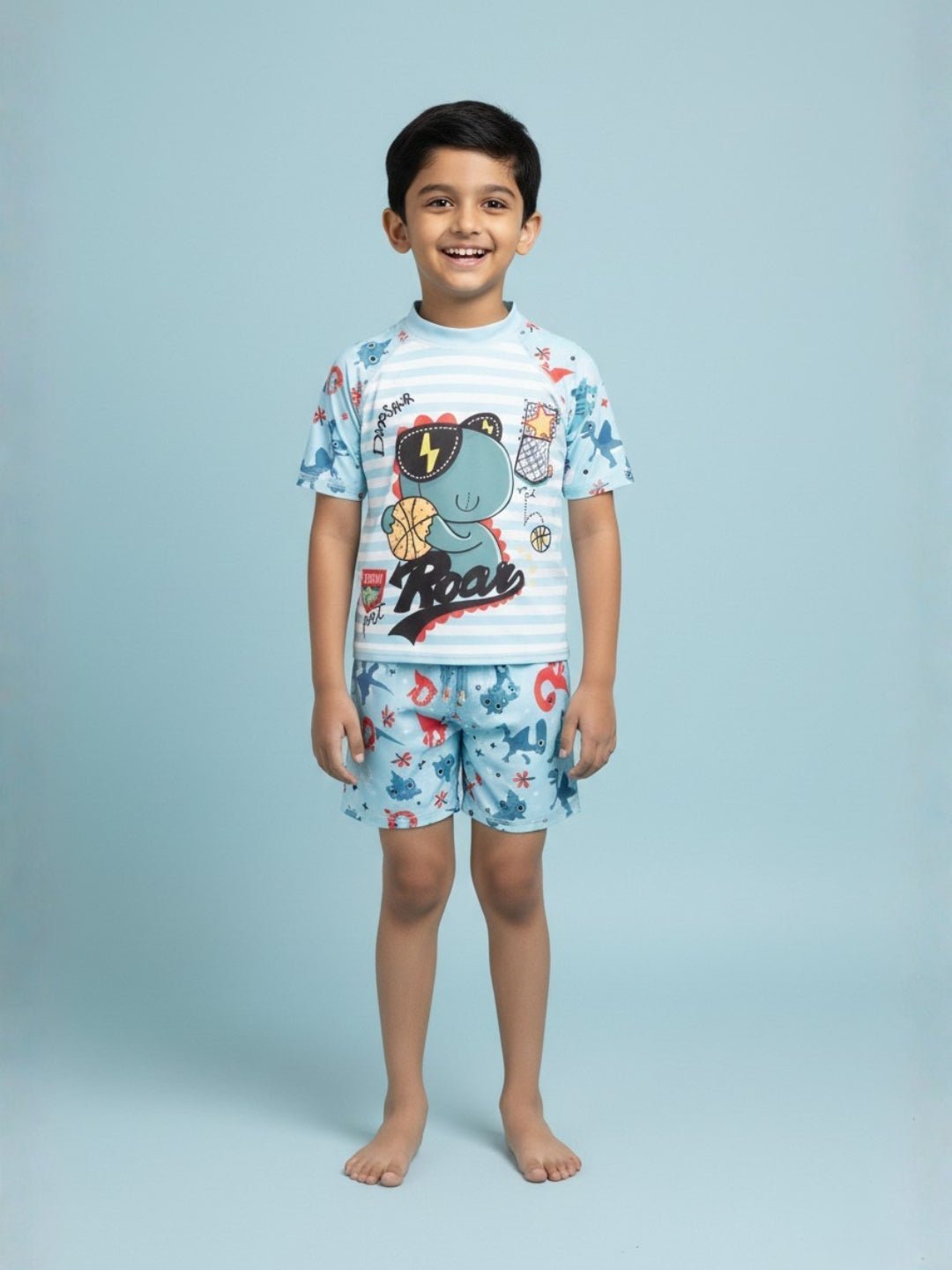 B - Ball Dino Boys T-shirt And Short Swim Set - 3 - 4 Years Kids Swimwear