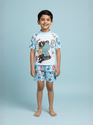 B - Ball Dino Boys T-shirt And Short Swim Set - 3 - 4 Years Kids Swimwear