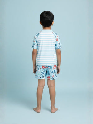 B - Ball Dino Boys T-shirt And Short Swim Set - 3 - 4 Years Kids Swimwear