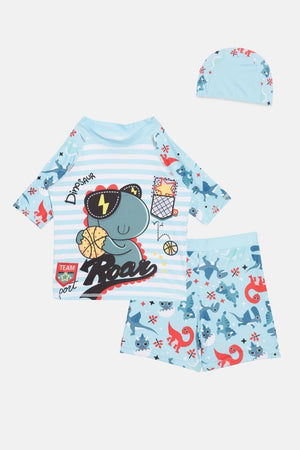 B-Ball Dino Boys T-shirt And Short Swim Set - KSW-SG-BBLD-3-4