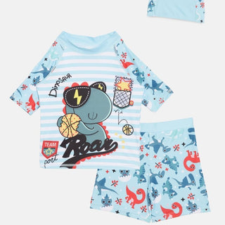 B-Ball Dino Boys T-shirt And Short Swim Set - KSW-SG-BBLD-3-4