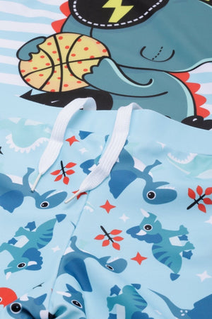 B-Ball Dino Boys T-shirt And Short Swim Set - KSW-SG-BBLD-3-4