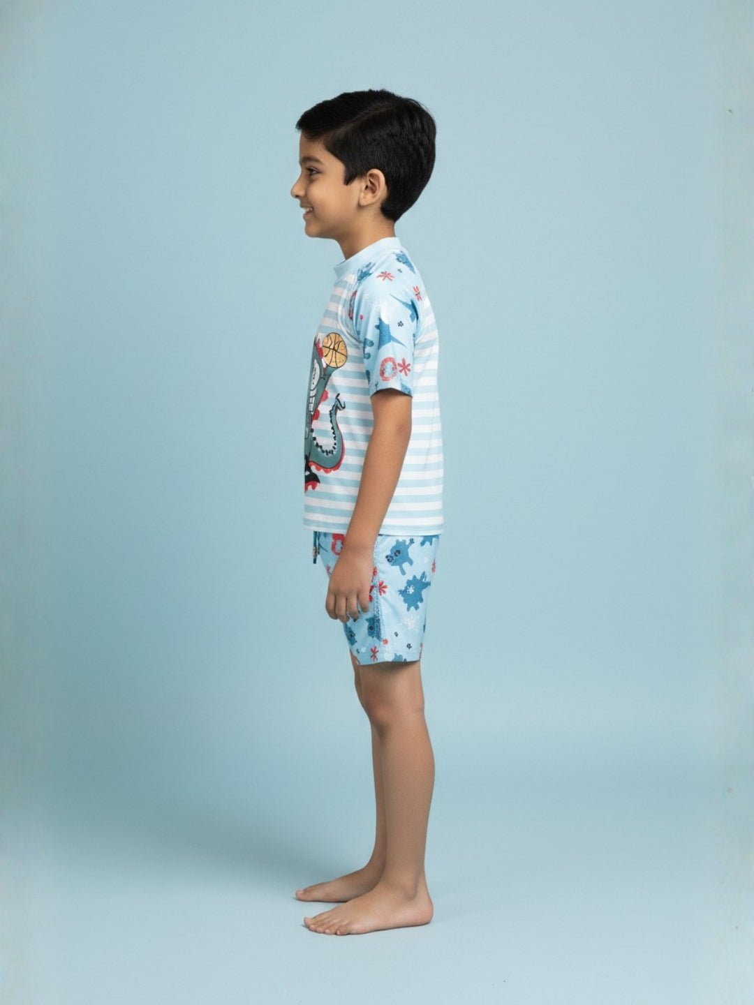 B - Ball Dino Boys T-shirt And Short Swim Set - 3 - 4 Years Kids Swimwear