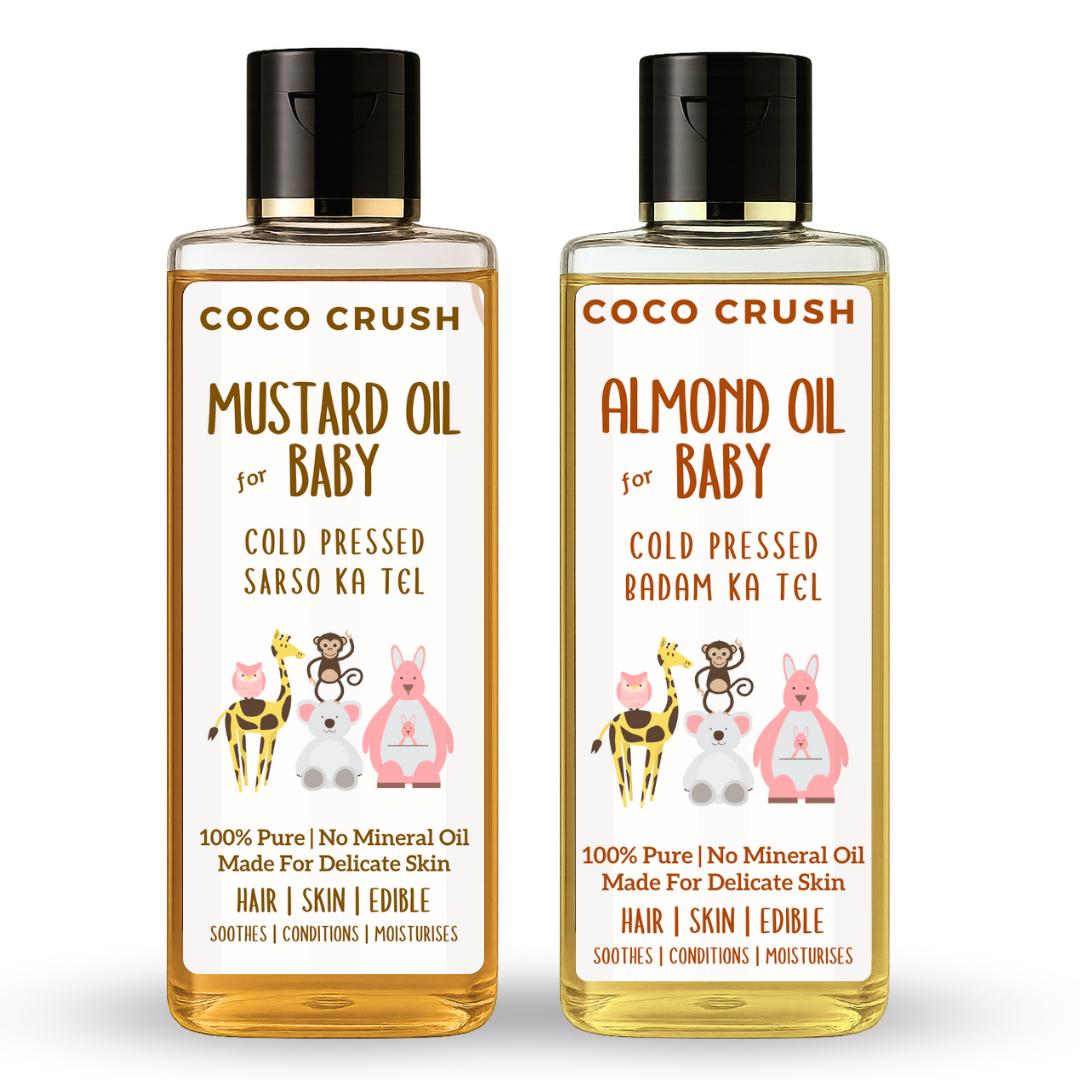 Coco Crush Cold Pressed Almond & Mustard Oil Combo for Babies