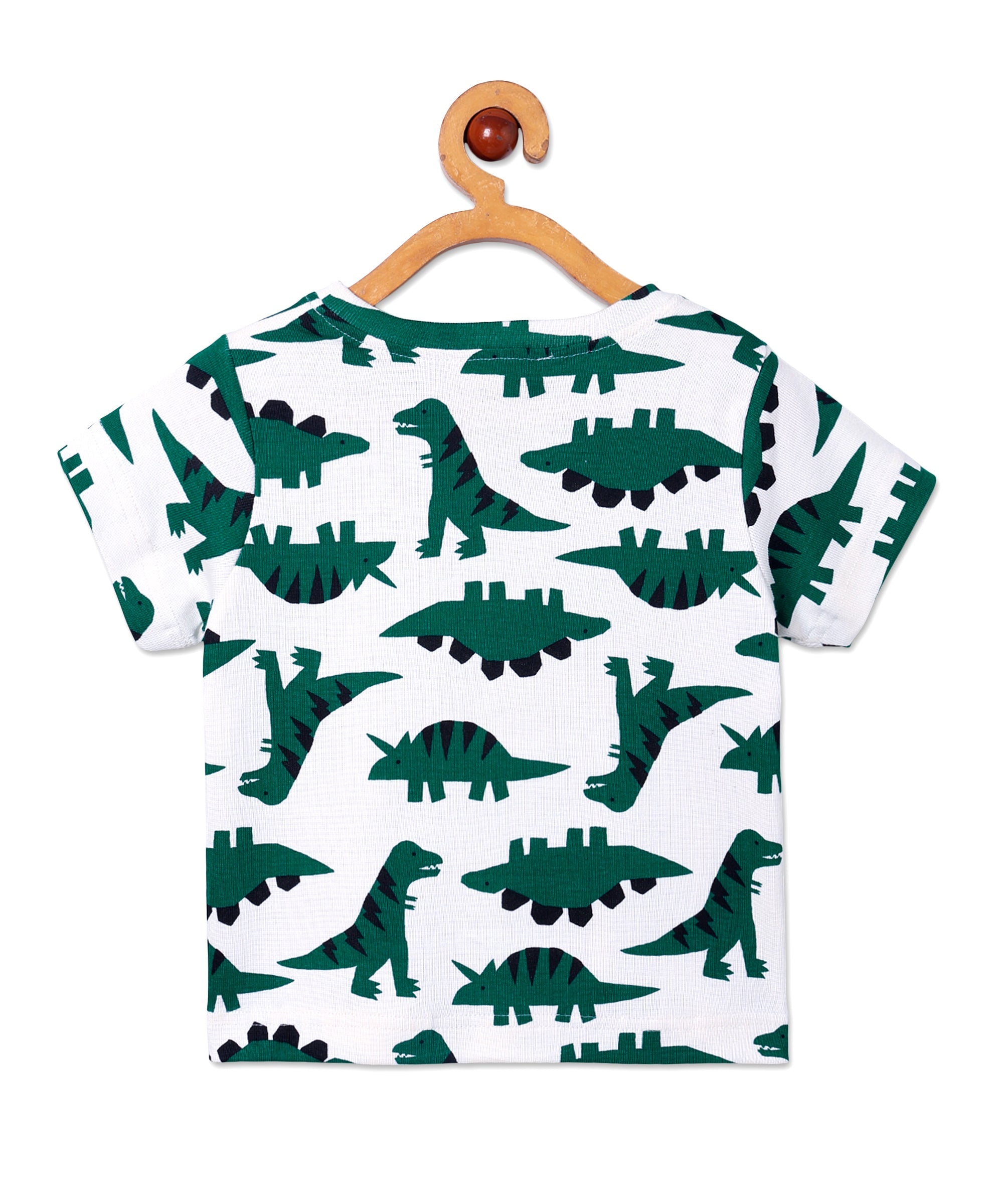 Back view of The Mom Store Dreamasaurus pajama top with repeating dinosaur design.